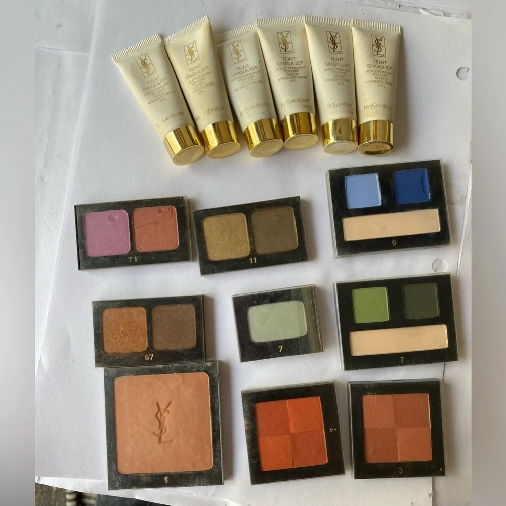 Vintage 90s YSL Makeup Tester Bundle Sanofi Era Eyeshadow Blush Foundation - Picture 3 of 6